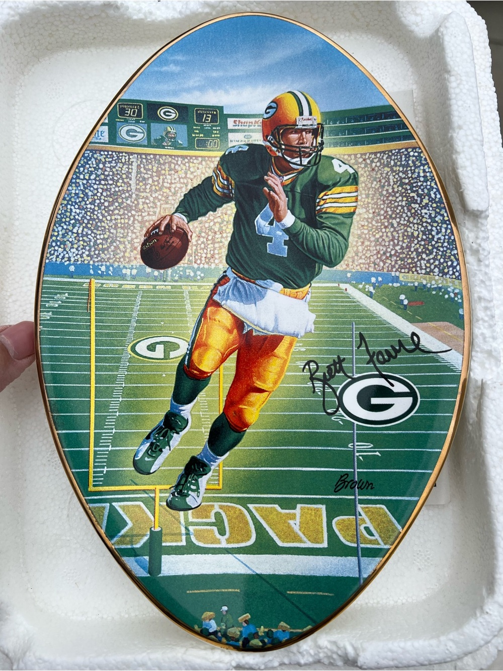The Bradford Exchange Green & Gold Packers Ceramic Football Plaque
Brett Favre